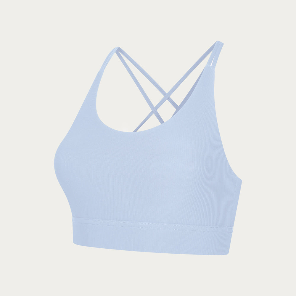 Namaste Ribbed Medium Support Bra - Cashmere Blue