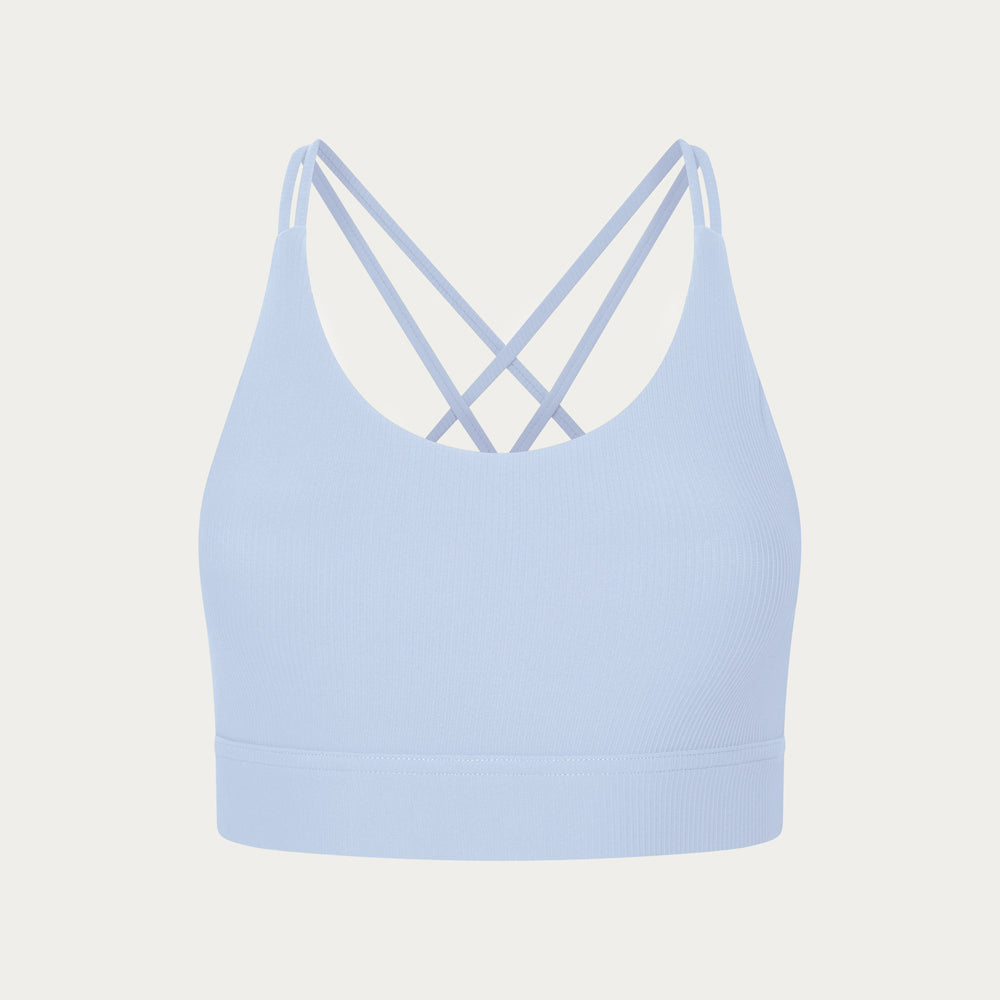 Namaste Ribbed Medium Support Bra - Cashmere Blue