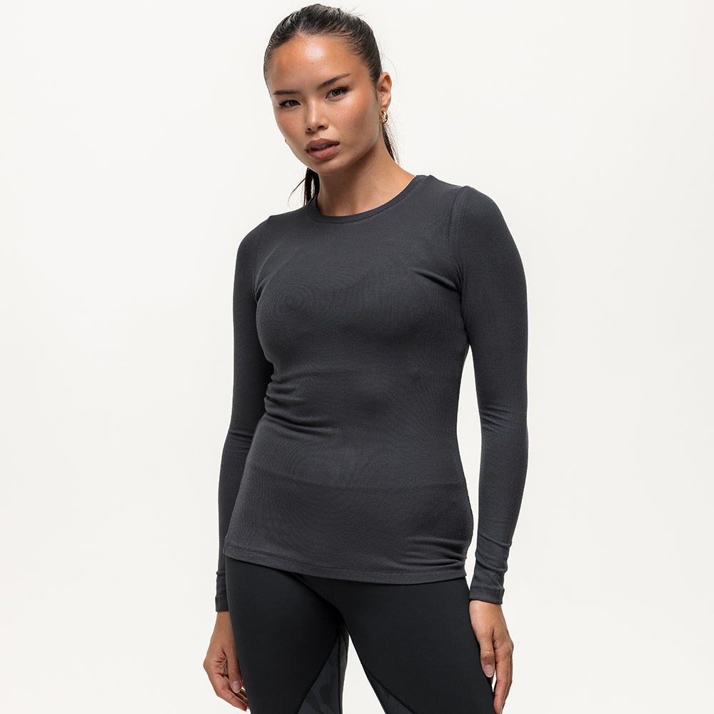Long Sleeve Workout Tee - Washed Black