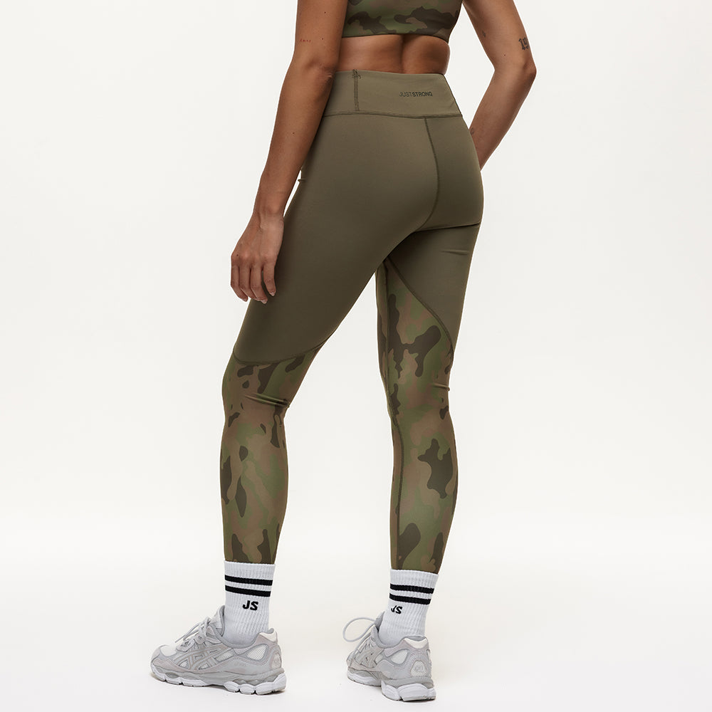 Vertex Camo High Rise Leggings - Military Green