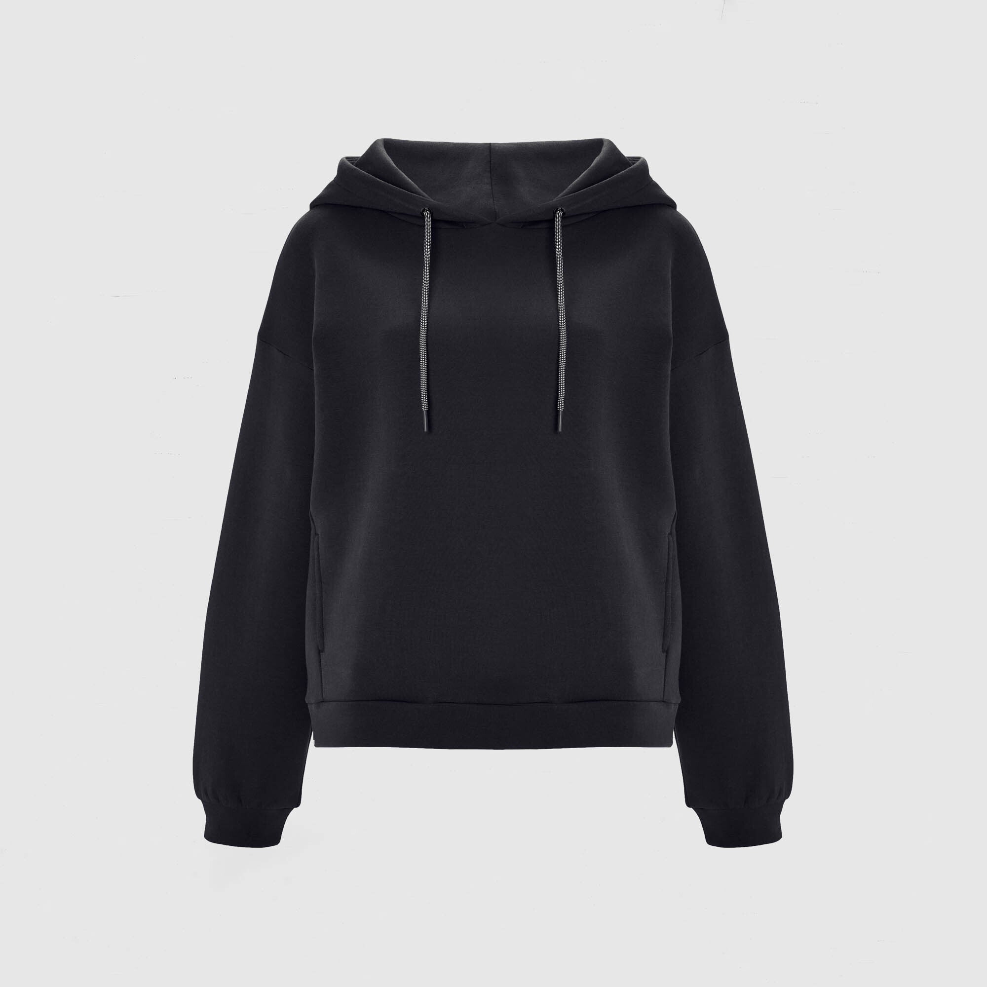 Black Embossed Luxe Minimal Hoodie