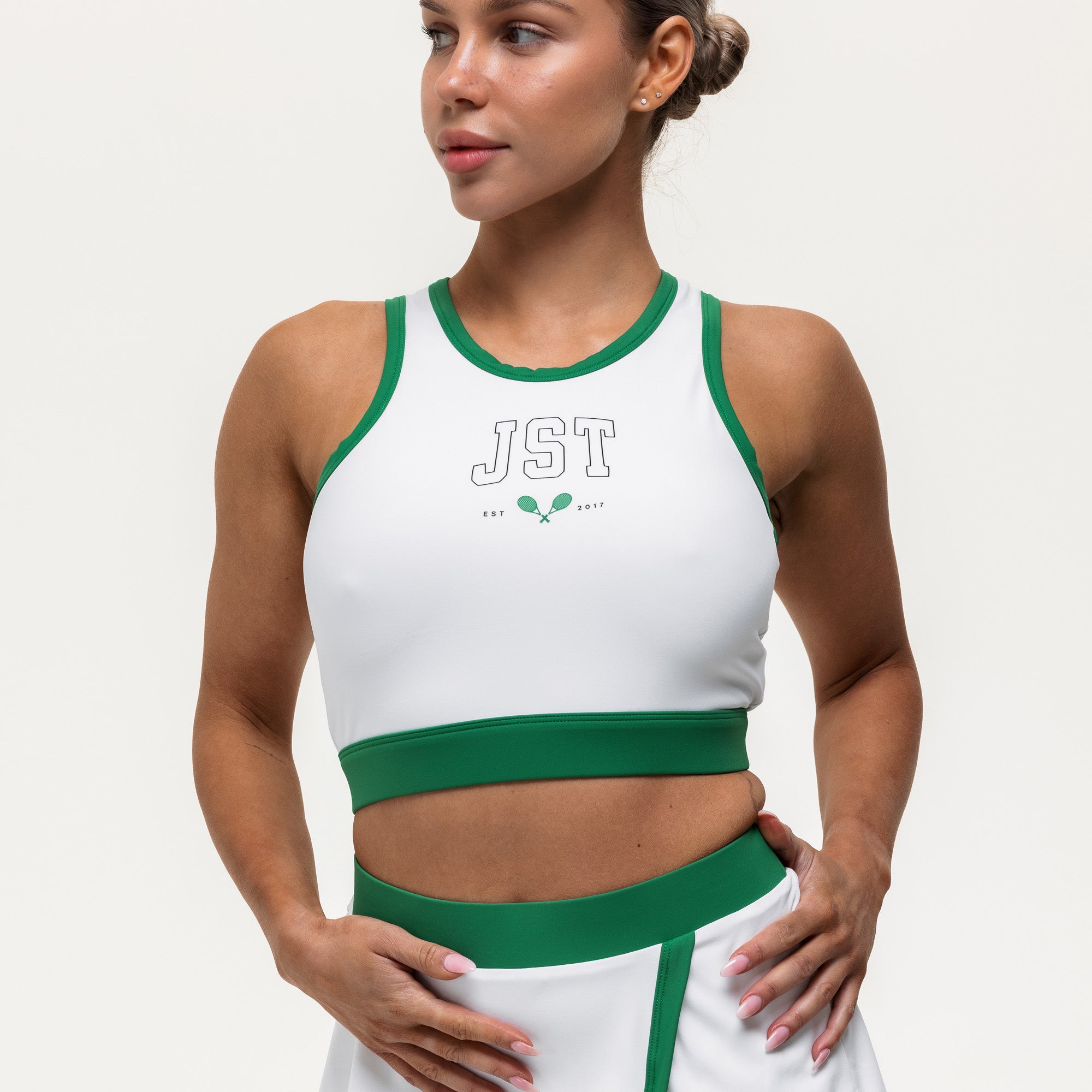 Ace Cropped Vest - White/Green